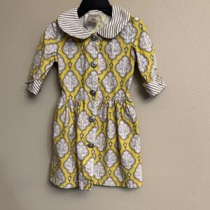 Persnickety Yellow and Gray Patterned Kids Dress